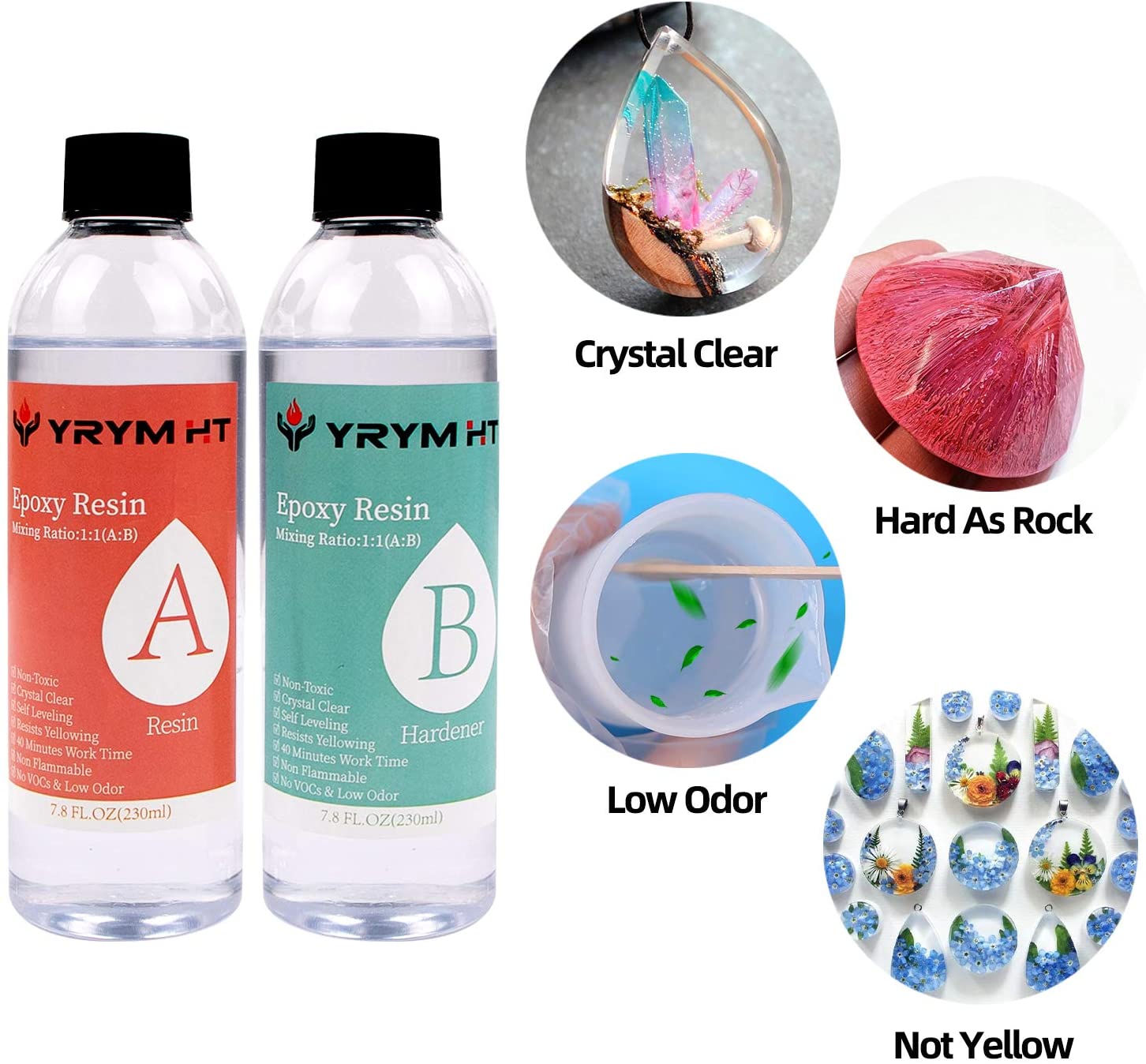 YRYM Epoxy Resin Kit for Beginners - 15.5 fl.oz. Crystal Clear Casting and Coating Epoxy Resin for Jewelry Making, Art, Crafts, Tumblers, River Tables, UV